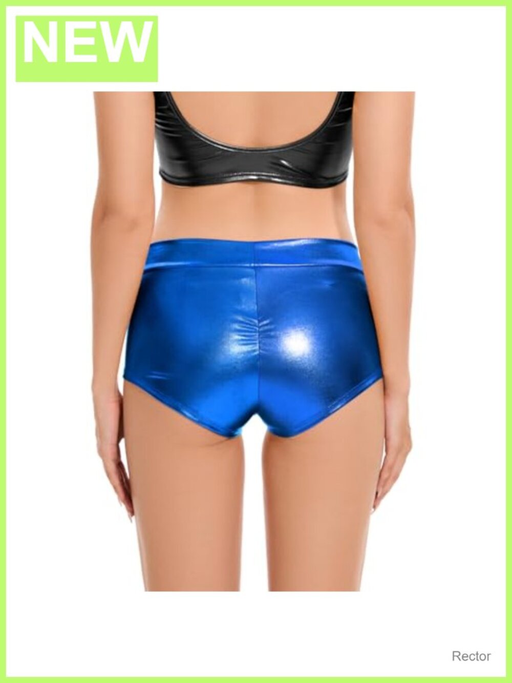 Metallic Spandex Ruched Back Low Rise Booty Shorts Dance Rave Festival - Picture 4 of 4